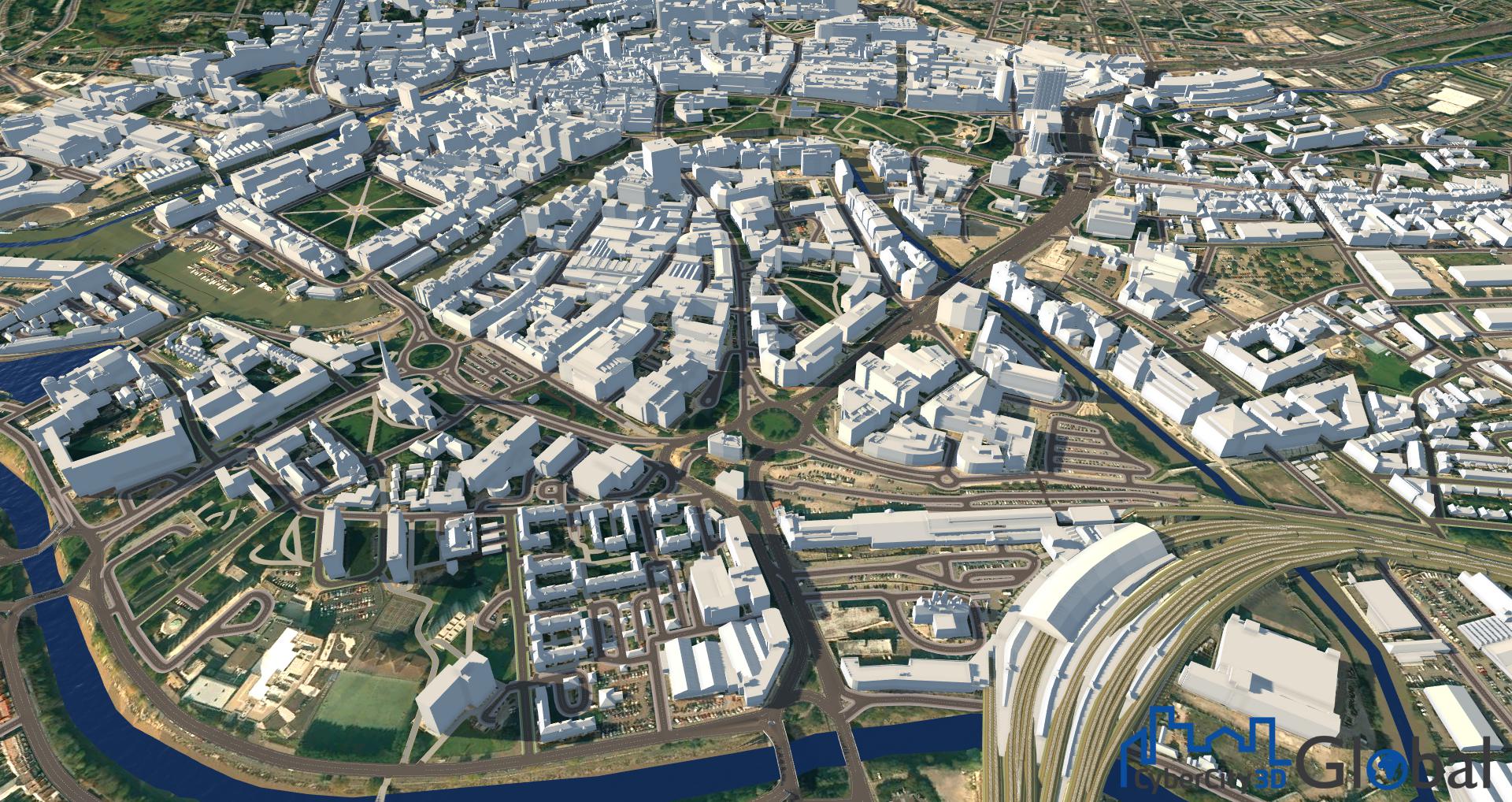 Город 03. Цифровая модель города. Рельеф города. Макет города вид сверху. Белый город 3,2.